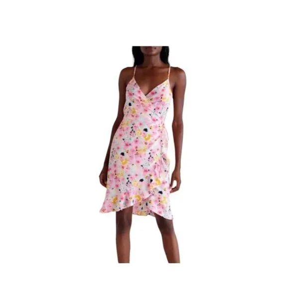 VERO MODA Floral Wrap Dress Pink Size M - Picture 1 of 6